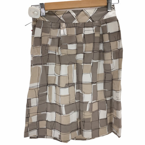 バーバリーブラックレーベル BURBERRY BLACK LABEL フレアスカート ひざ丈 シルク タック レディース DE:36