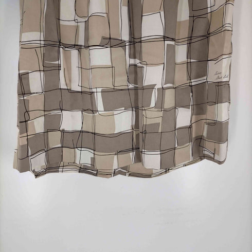 バーバリーブラックレーベル BURBERRY BLACK LABEL フレアスカート ひざ丈 シルク タック レディース DE:36