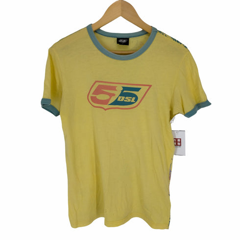 フィフティーファイブディーエスエル 55DSL バックプリント切替ロゴプリントリンガーTシャツ メンズ JPN:S
