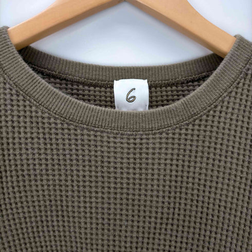 ロクビューティーアンドユースユナイテッドアローズ 6 BEAUTY & YOUTH UNITED ARROWS THERMAL COLOR STITCH LONG SLEEVE カットソー クルーネック コットン ワッフル レディース