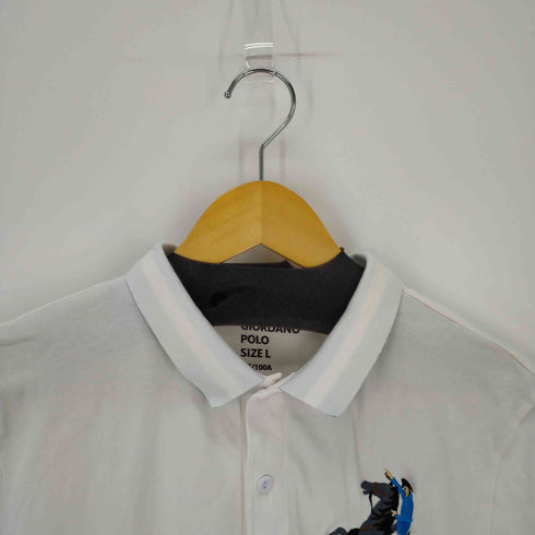 ジョルダーノ GIORDANO 刺繍半袖ポロシャツ メンズ JPN:L