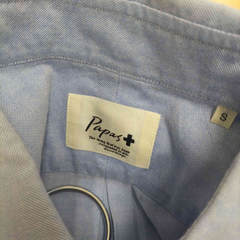 パパス papas 総柄刺繍 コットン ボタンダウンシャツ メンズ JPN:S