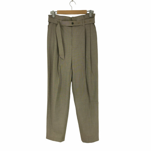 ベイジ BEIGE WEELEY パンツ テーパード 千鳥格子柄 タック ジッパーフライ ベルト付き レディース 4