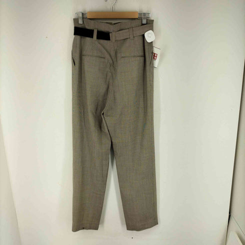 ベイジ BEIGE WEELEY パンツ テーパード 千鳥格子柄 タック ジッパーフライ ベルト付き レディース 4