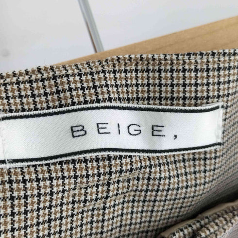 ベイジ BEIGE WEELEY パンツ テーパード 千鳥格子柄 タック ジッパーフライ ベルト付き レディース 4