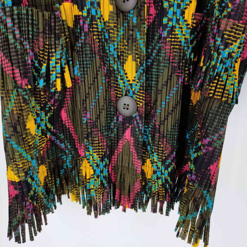プリーツプリーズイッセイミヤケ PLEATS PLEASE ISSEY MIYAKE 07AW アーガイル フリンジ ジャケット レディース 3