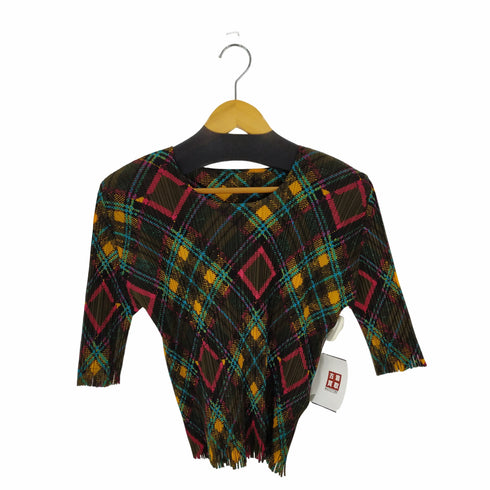 プリーツプリーズイッセイミヤケ PLEATS PLEASE ISSEY MIYAKE 07AW アーガイル フリンジ カットソー レディース JPN:3
