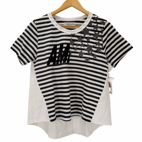 アメリカーナ Americana ボーダー半袖リメイクTシャツ カットソー クルーネック プルオーバー 星 レディース FREE