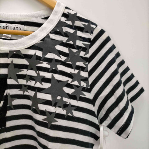 アメリカーナ Americana ボーダー半袖リメイクTシャツ カットソー クルーネック プルオーバー 星 レディース FREE