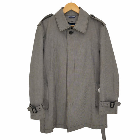 ランバンオンブルー LANVIN en Bleu ハウンドトゥース柄 ステンカラーコート メンズ 50