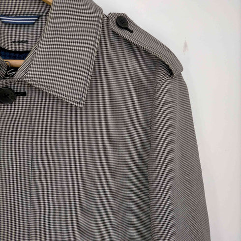 ランバンオンブルー LANVIN en Bleu ハウンドトゥース柄 ステンカラーコート メンズ 50