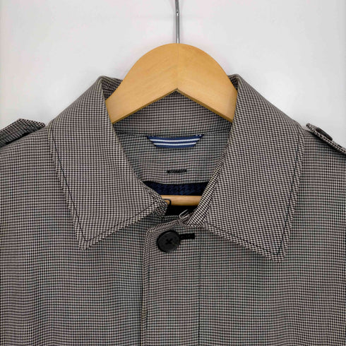 ランバンオンブルー LANVIN en Bleu ハウンドトゥース柄 ステンカラーコート メンズ 50