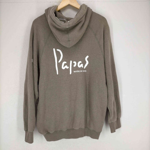 パパス papas ロゴプリントボタンフライパーカー メンズ JPN:L