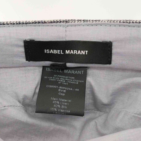 イザベルマラン ISABEL MARANT グレンチェックキャスケットキャップ リネン混×シルク混 レディース ONE SIZE