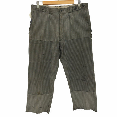 LE FLERIEN 40-50s vintage フランス製 サスペンダーボタン ごま塩ストライプ フレンチワーク パンツ メンズ