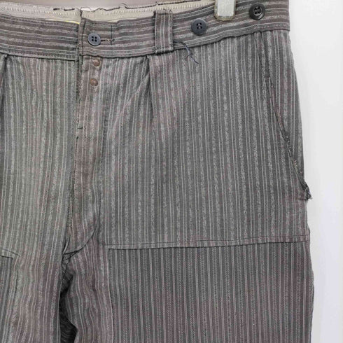 LE FLERIEN 40-50s vintage フランス製 サスペンダーボタン ごま塩ストライプ フレンチワーク パンツ メンズ