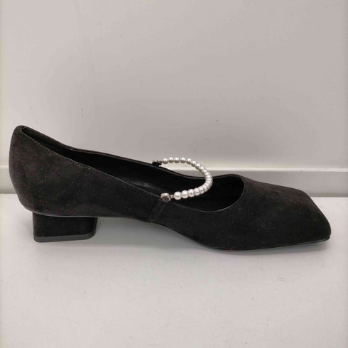 チャールズキース CHARLES & KEITH パンプス ローヒール チャンキーヒール スクエアトゥ パールストラップ付き レディース JPN:23.5