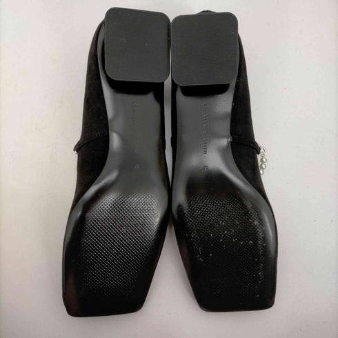 チャールズキース CHARLES & KEITH パンプス ローヒール チャンキーヒール スクエアトゥ パールストラップ付き レディース JPN:23.5