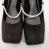 チャールズキース CHARLES & KEITH パンプス ローヒール チャンキーヒール スクエアトゥ パールストラップ付き レディース JPN:23.5