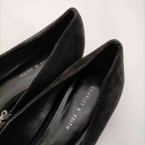 チャールズキース CHARLES & KEITH パンプス ローヒール チャンキーヒール スクエアトゥ パールストラップ付き レディース JPN:23.5