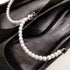 チャールズキース CHARLES & KEITH パンプス ローヒール チャンキーヒール スクエアトゥ パールストラップ付き レディース JPN:23.5
