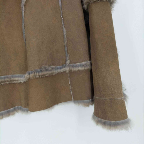 ビーシービージーマックスアズリア BCBGMAXAZRIA 裏地ラビットファー スウェードジャケット レディース import:M