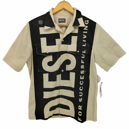 ディーゼル DIESEL S-MAC-22 ビッグ ロゴ ダブルポケット オープンカラー シャツ メンズ import:S