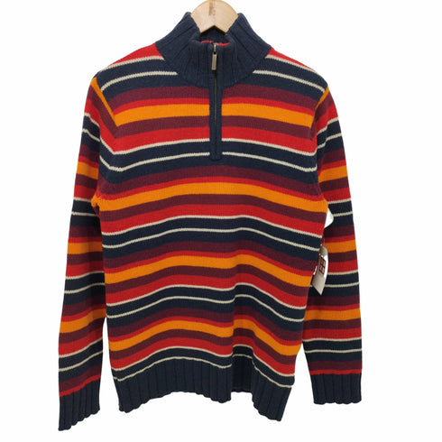 トミーヒルフィガー TOMMY HILFIGER ボトルネック マルチボーダーハーフジップニット メンズ import:S