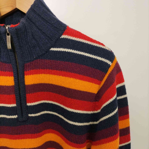 トミーヒルフィガー TOMMY HILFIGER ボトルネック マルチボーダーハーフジップニット メンズ import:S