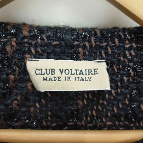 CLUB VOLTAIRE イタリア製 ツイード切替ノーカラーコート レディース 46