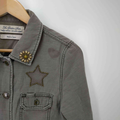 レミレリーフ REMI RELIEF スタッズミリタリーシャツ レディース F