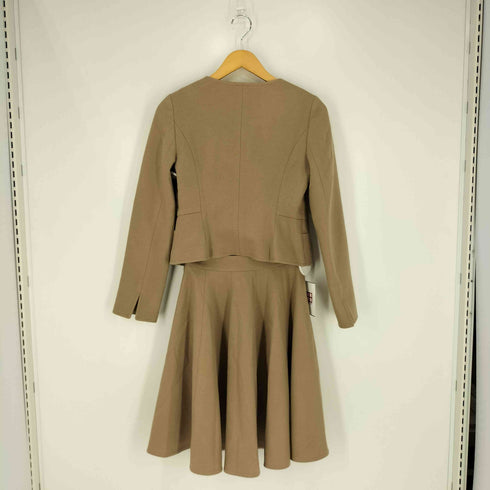 ミスセレクト m's select ウールポリ ジップアップノーカラージャケット フレアスカート セットアップ レディース 36
