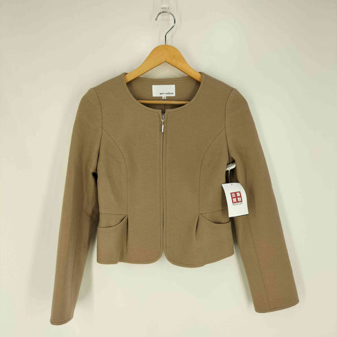 ミスセレクト m's select ウールポリ ジップアップノーカラージャケット フレアスカート セットアップ レディース 36