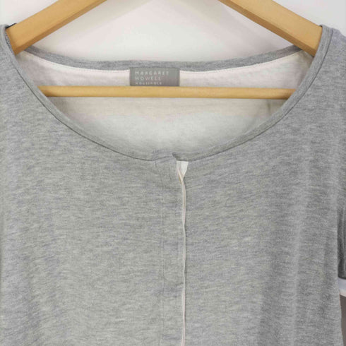 マーガレットハウエル MARGARET HOWELL HOUSEHOLD GOODS 比翼ボタン ヘンリーネック コットンニットカットソー レディース