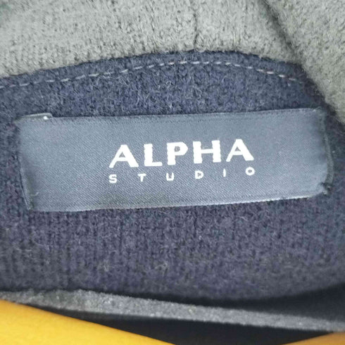 アルファ ステューディオ alpha studio STUDIO フーディコート ニット ミドル丈 比翼仕立て メンズ ONE SIZE