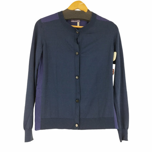 ランバン LANVIN ニット カーディガン 長袖 シルクコットン 切替 クルーネック レディース JPN:XS
