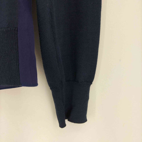 ランバン LANVIN ニット カーディガン 長袖 シルクコットン 切替 クルーネック レディース JPN:XS