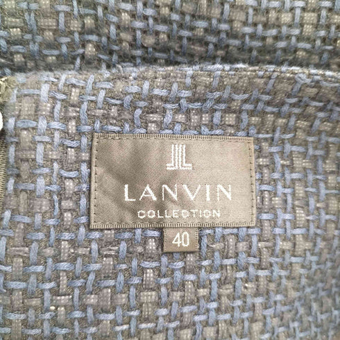 ランバン LANVIN コレクション メッシュフリンジスカート 台形スカート ひざ丈 コットン レディース 40