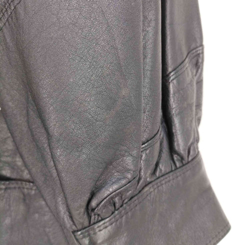 MYLENE LEATHER 襟ファー 肩パッド デザインステッチ カウレザーコート レディース FREE