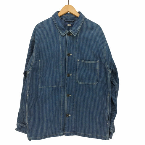 ユニクロ UNIQLO ストライプ デニム ワークジャケット メンズ JPN:XL