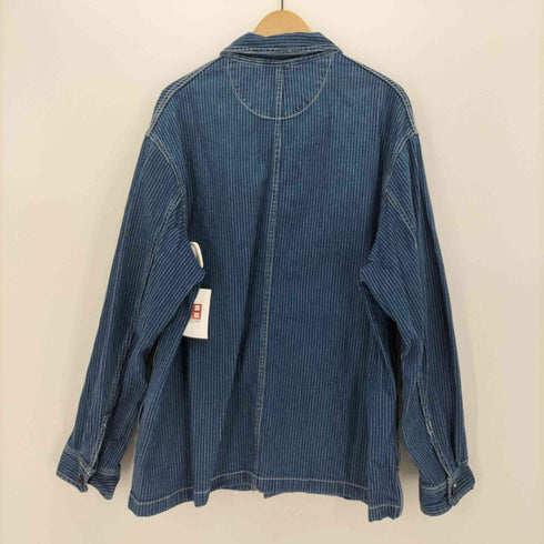 ユニクロ UNIQLO ストライプ デニム ワークジャケット メンズ JPN:XL