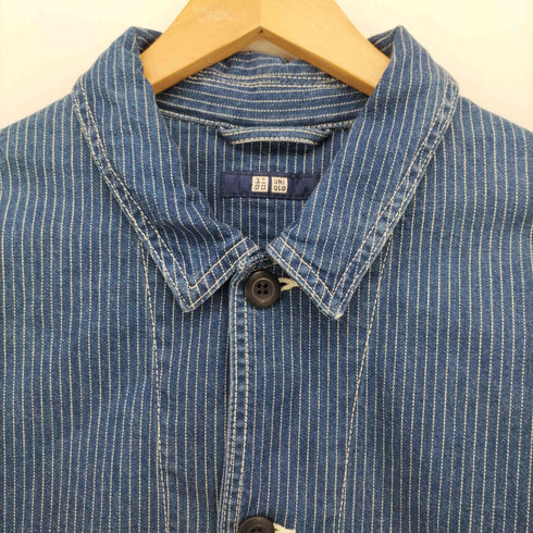 ユニクロ UNIQLO ストライプ デニム ワークジャケット メンズ JPN:XL