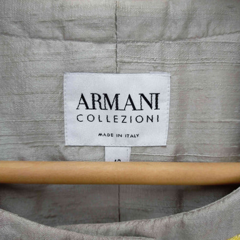 アルマーニコレツィオーニ ARMANI COLLEZIONI リネン混花柄ノーカラージャケット レディース 40