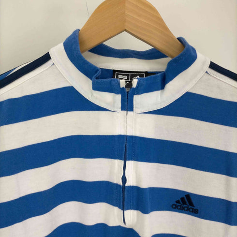 アディダス adidas パフォーマンスロゴ ボーダー ハーフジップ Tシャツ メンズ JPN:L