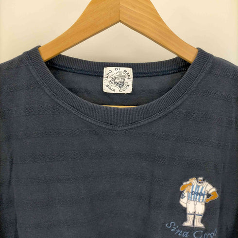 シナコバ SINA COVA キャラクター刺繍 ロゴ ボーダー クルーネック Tシャツ メンズ JPN:L