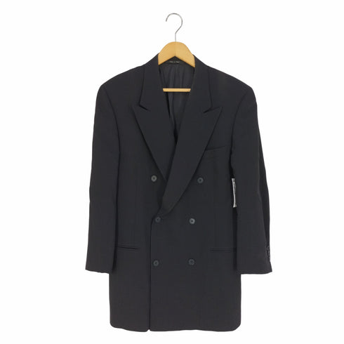エンポリオアルマーニ EMPORIO ARMANI 80~90S イタリア製 ピークドラペル ダブルブレスト ロングテーラードジャケット メンズ EUR:48