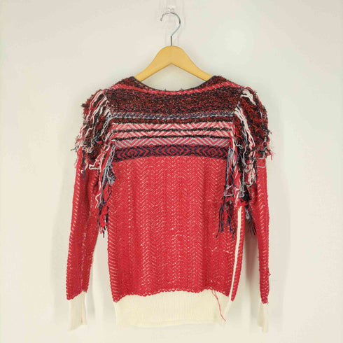 マークジェイコブス MARC JACOBS ノルディック柄 フリンジ 編み込み ボートネックニット レディース import:S