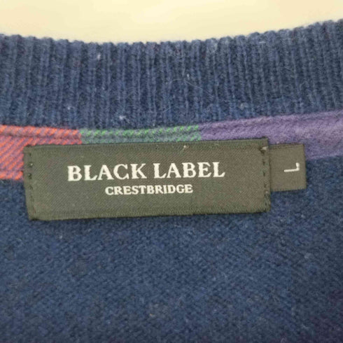 ブラックレーベルクレストブリッジ BLACK LABEL CRESTBRIDGE チェックポケット ウールカシミヤ クルーネックニット セーター メンズ import:L
