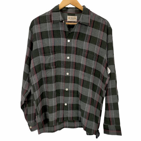 マンハッタン Manhattan VILLAFLAN チェック柄 開襟 レーヨンシャツ メンズ import:M