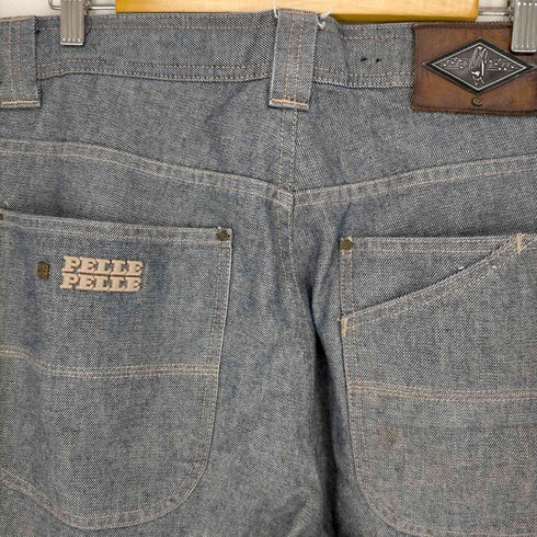 ペレペレ pelle pelle ダブルニー ロゴ刺繍ワイドデニムパンツ メンズ 38